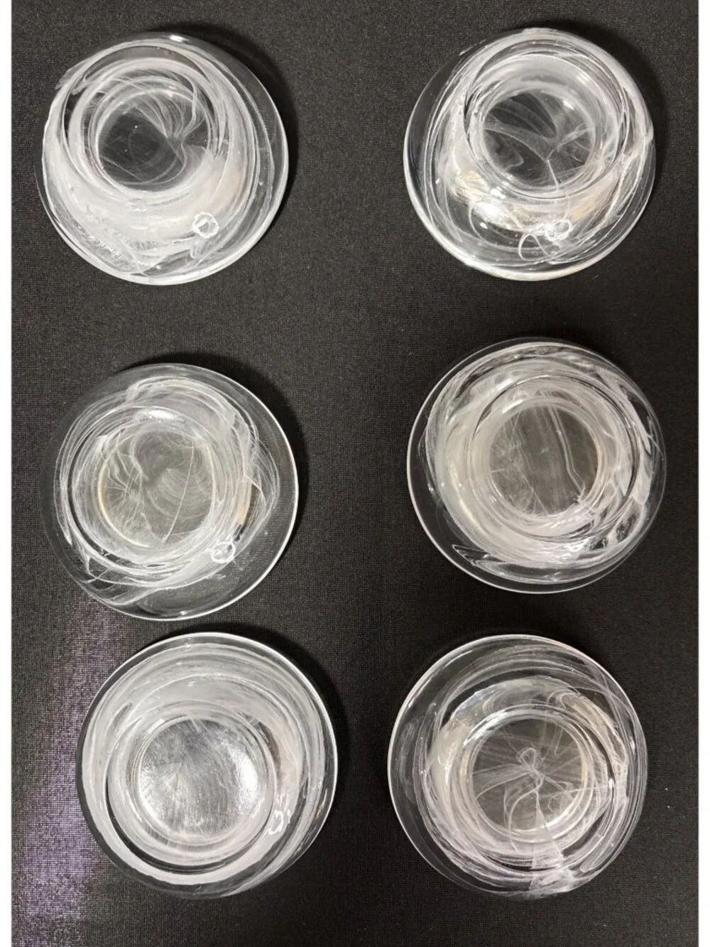 Set Of 6 Swirl Votive Candle Holders Clear Glass Decorative Round Bowls Tealight